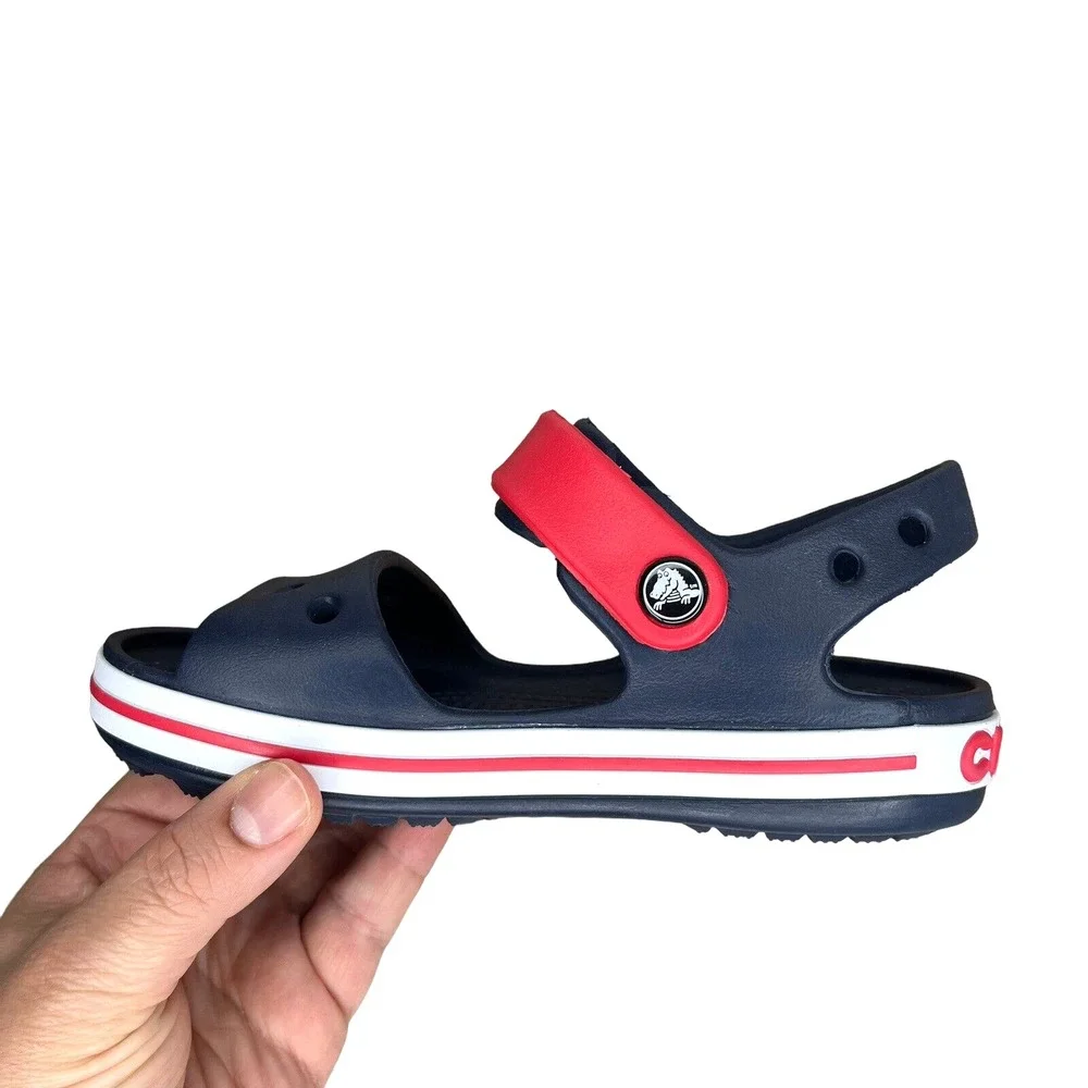 Crocs Little Boys Girls Sandals Size 11 Navy Blue Red Water Friendly Lightweight